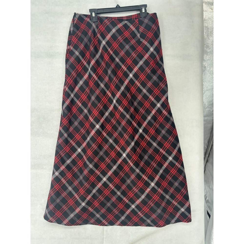 Vintage Crazy Horse Red Plaid Skirt Womens Maxi Academia Boot Ready Preppy